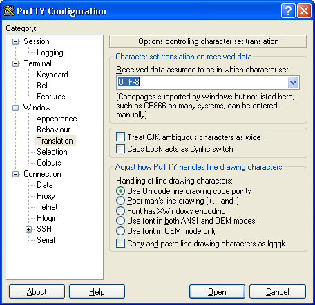 Putty-UTF-8
