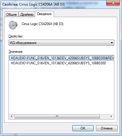 Cirrus Logic CS4206A ID