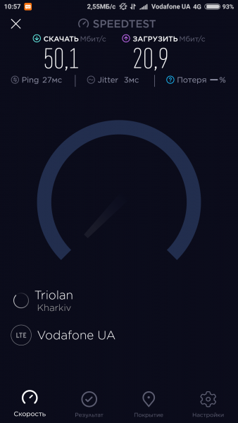 test speed 4G Kharkov Triolan